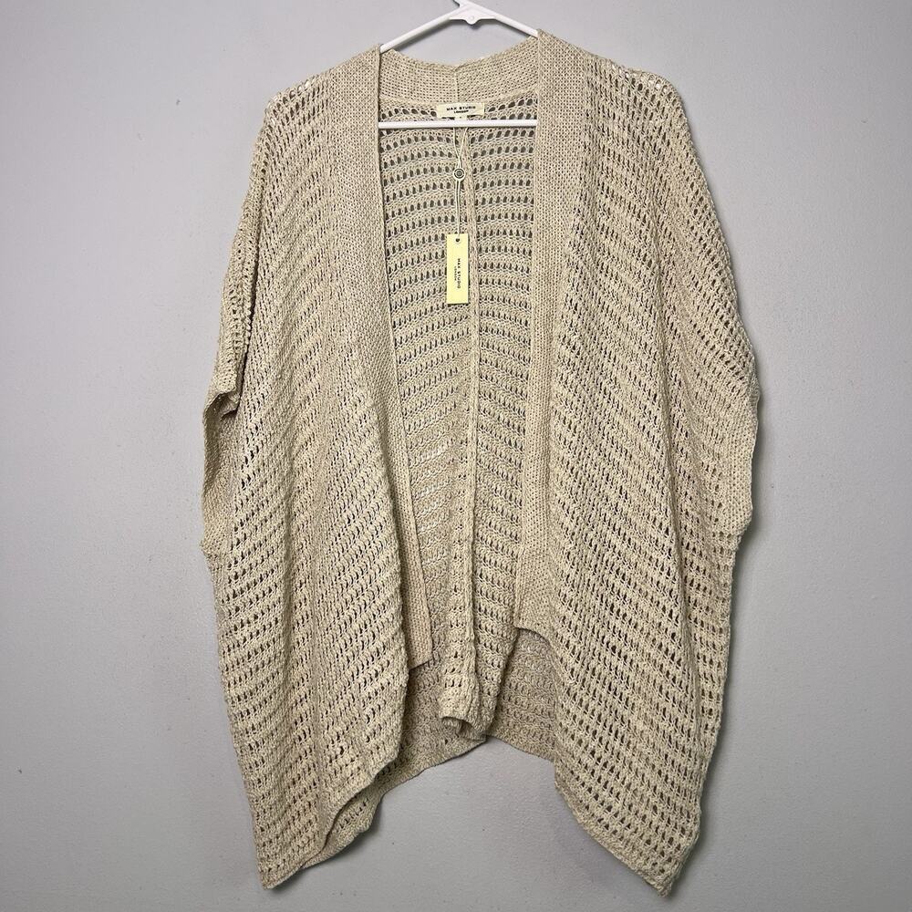 NWT Max Studio Womens Open weave Knit open Front Cardigan Sz L Boho $298